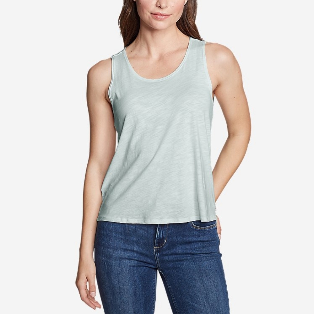 Eddie Bauer Gate Check Twist-Back Tank Top - Solid Size Medium